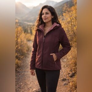 Avalanche Sherpa Lined Softshell Jacket Hooded Burgundy Women’s L NWT